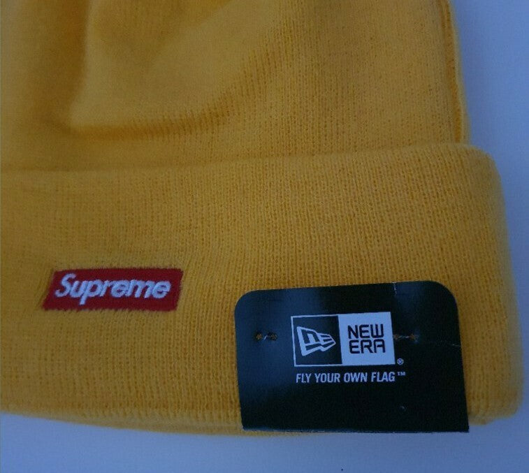 FW14 Supreme New Era Tonal Box Logo Beanie Mustard