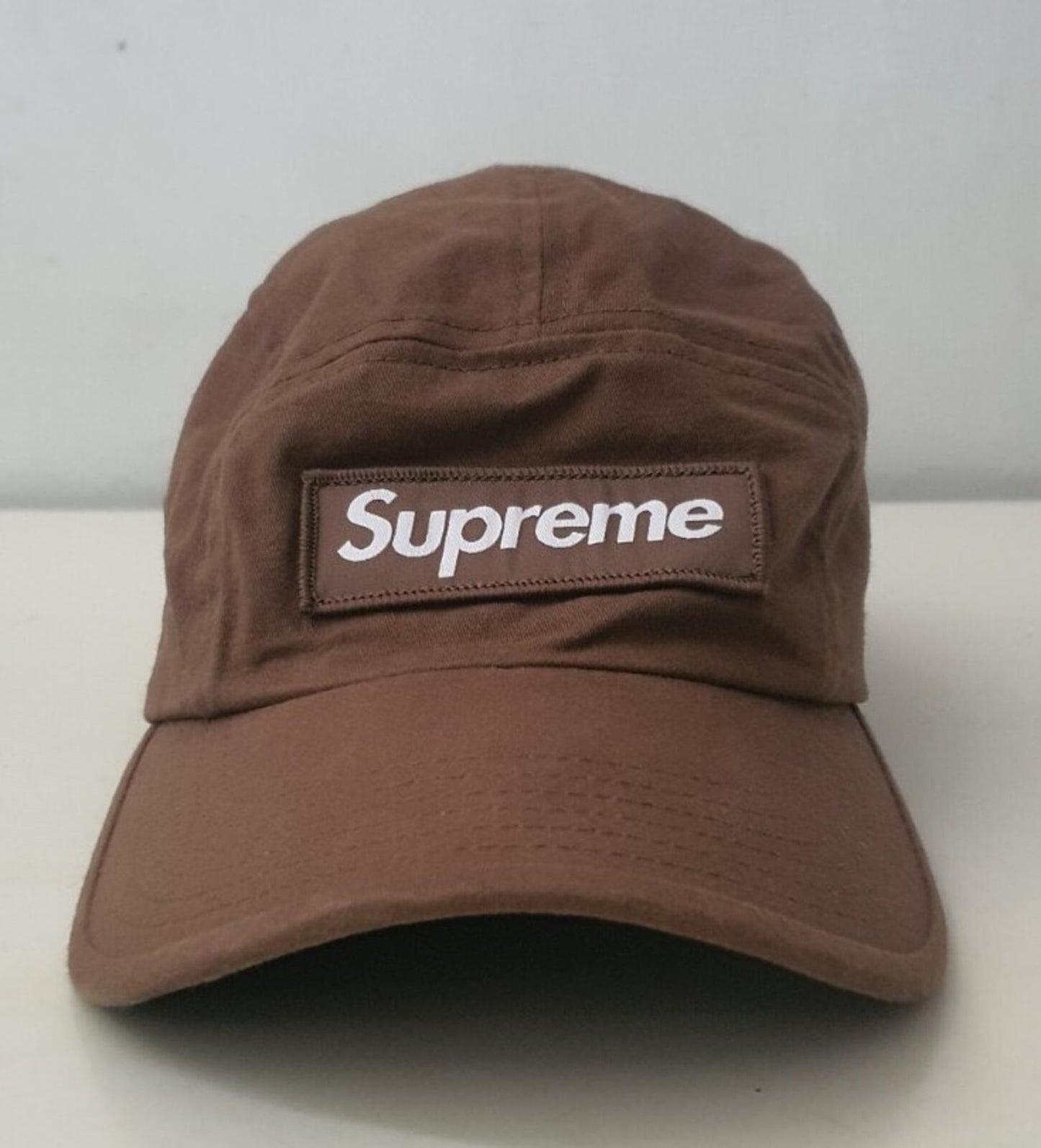 SS22 Supreme Military Camp Cap Hat Brown Box logo