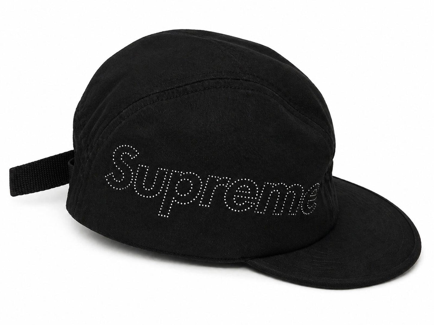 SS16 Supreme Perforated Logo Camp Cap Black