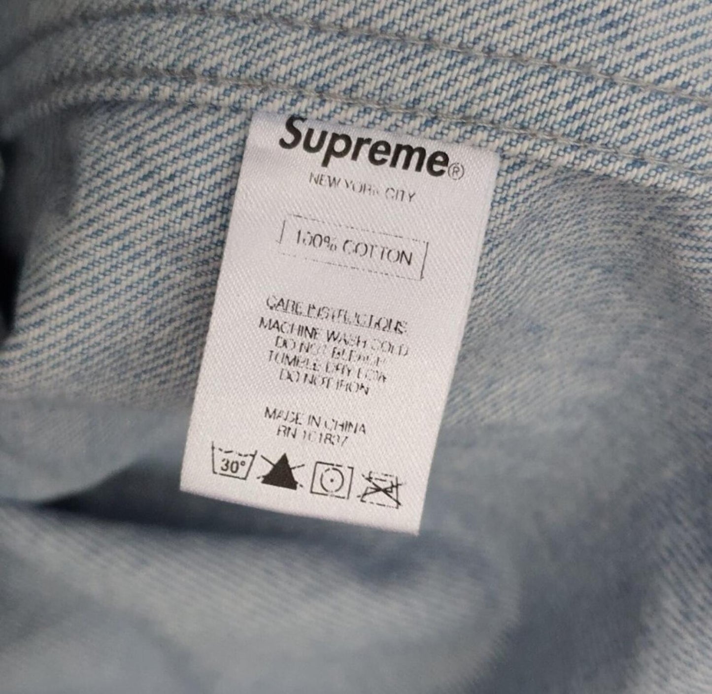 FW15 Supreme F UCK EM ALL Denim Hooded Pullover Blue Size S