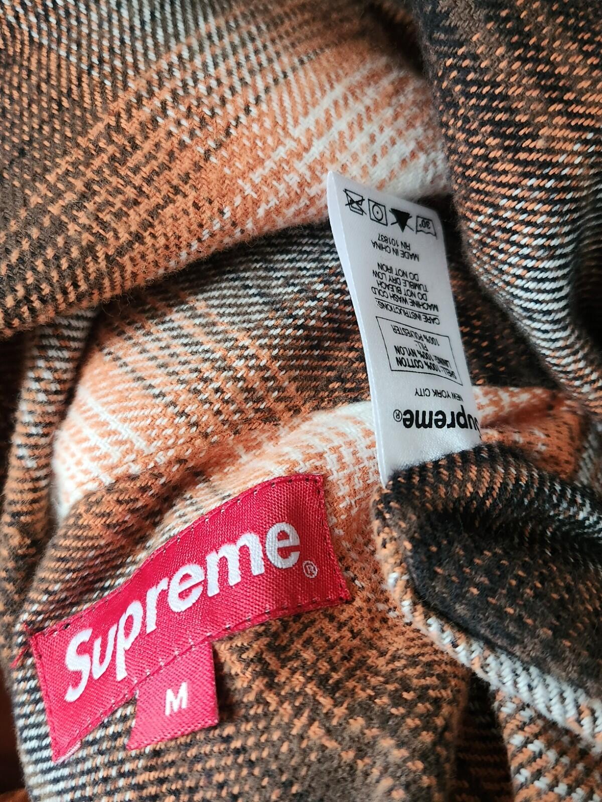 FW17 Supreme reversible shadow plaid vest size M medium orange gilet