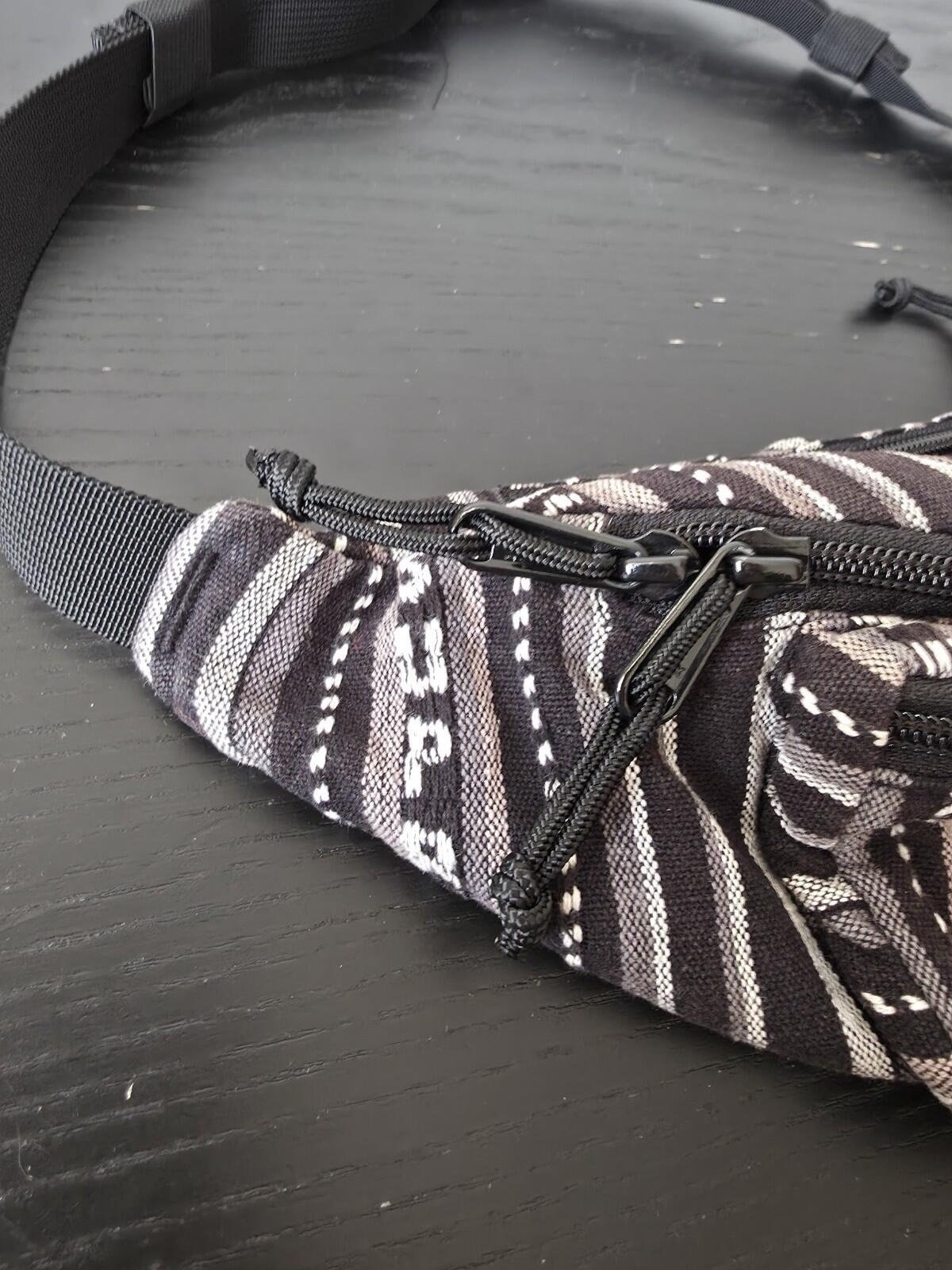 SS20 Supreme Woven Stripe Waist Bag Black