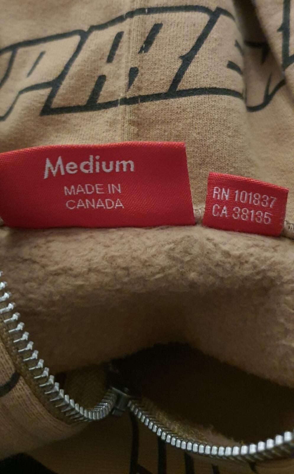 SS18 Supreme Repeat Zip Up hooded sweatshirt light brown size M medium hoodie