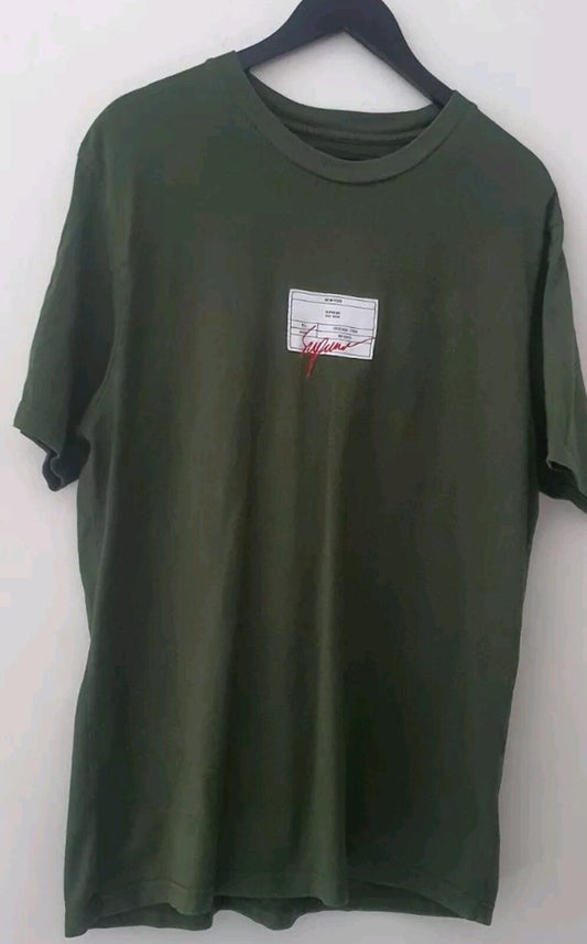 SS21 Supreme Signature Label S/S top tee size L Large olive T-Shirt green