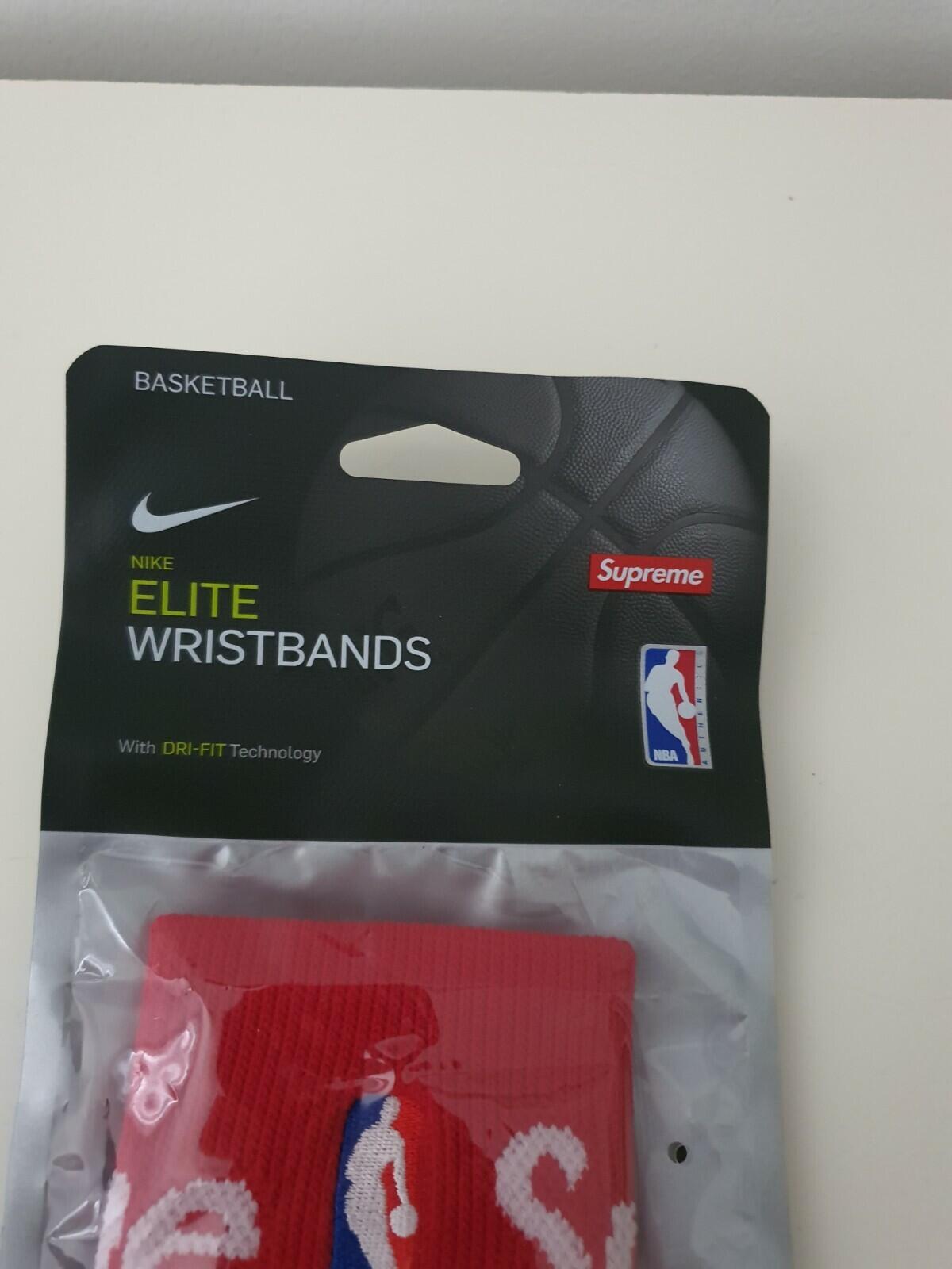 SS19 Supreme x Nike x NBA Baloncesto Elite muñequeras rojas Nuevo accesorio Dri-FIT