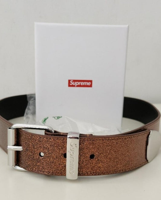 FW22 Supreme Glitter Vinyl Ranger Belt Talla M Piel Marrón Nuevo Accesorio