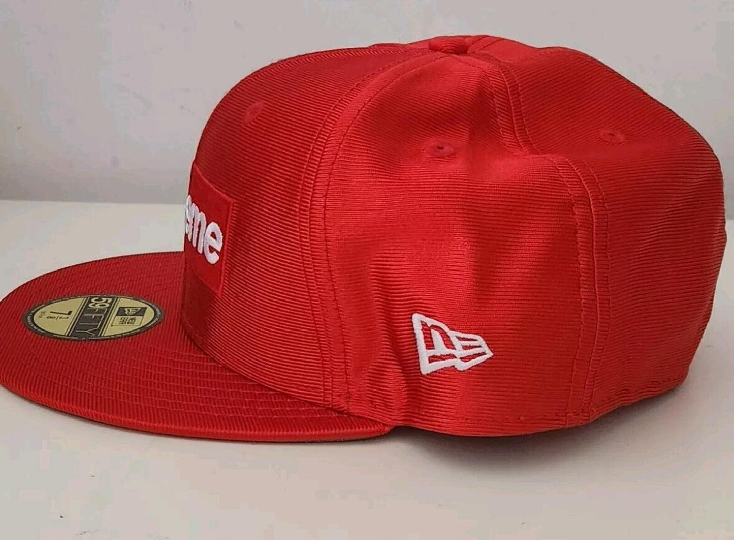 SS16 Supreme Dazzle Box Logo New Era Red Fitted cap hat size 7 3/8