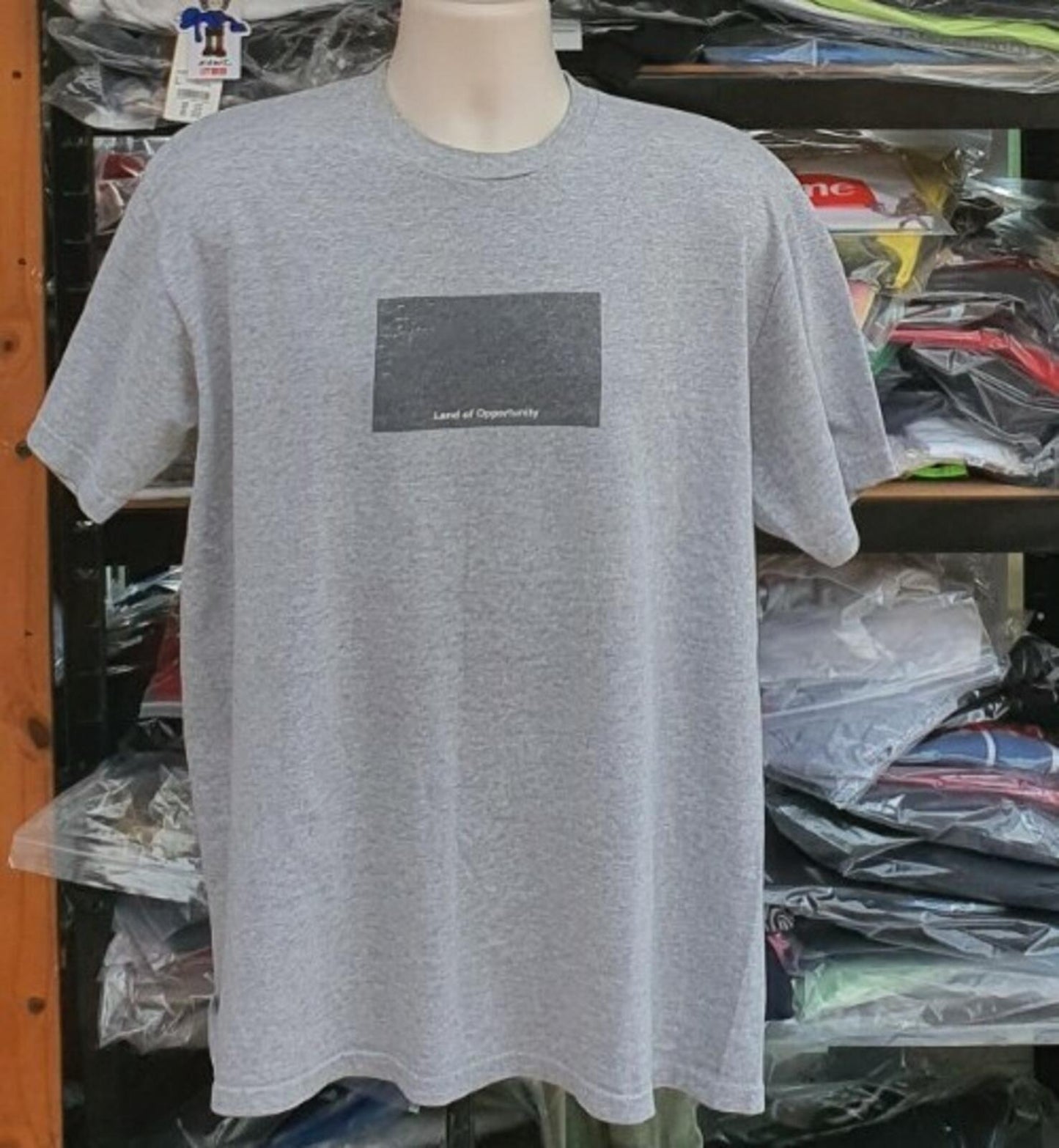 2003 Supreme Land of Opportunity / Menace II Society Tee Heather Grey Size L