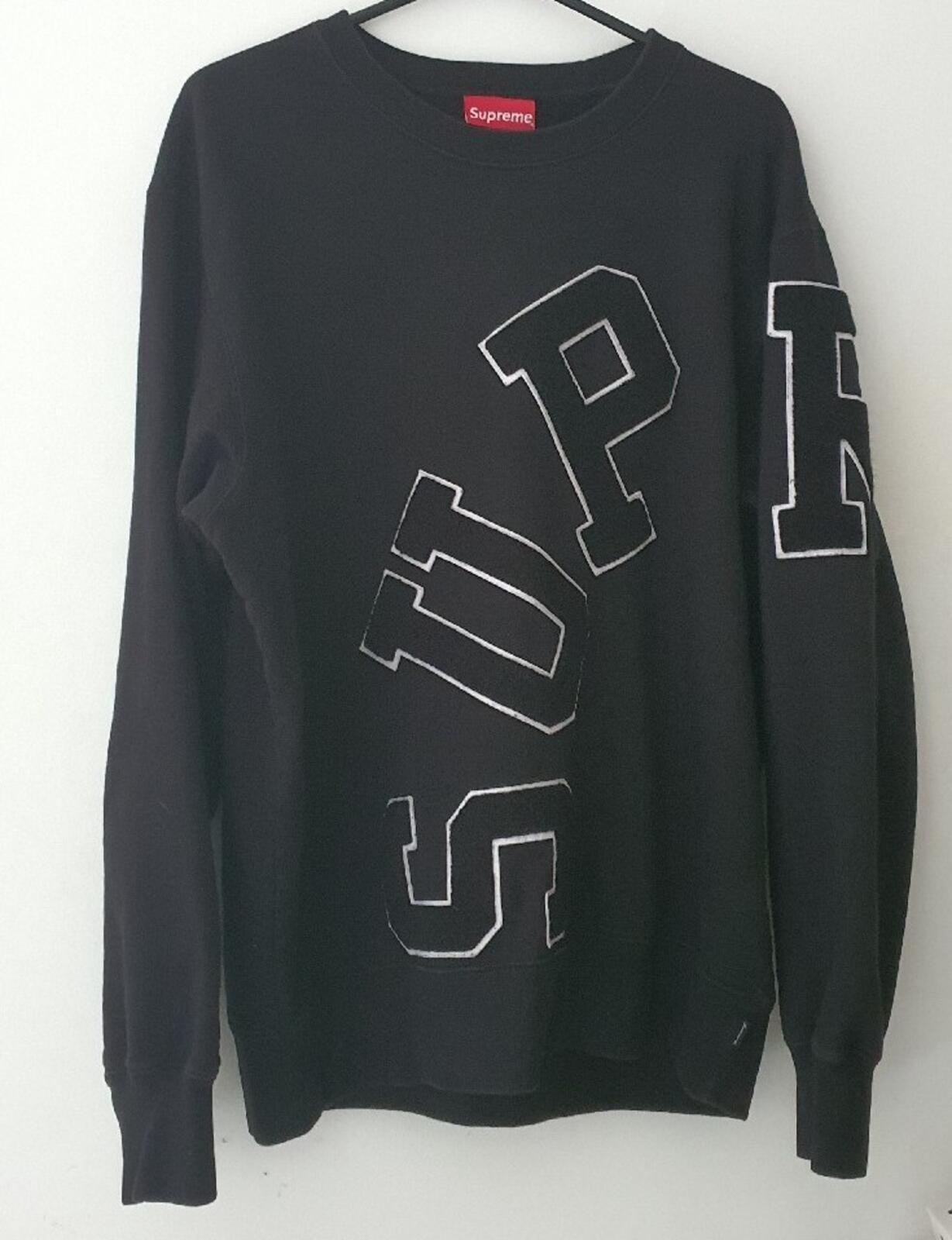 FW20 Supreme Big Arc Crewneck chenille logo Black size L Large sweatshirt
