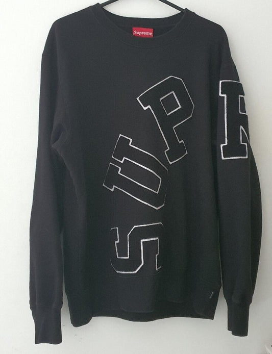 FW20 Supreme Big Arc Crewneck chenille logo Black size L Large sweatshirt