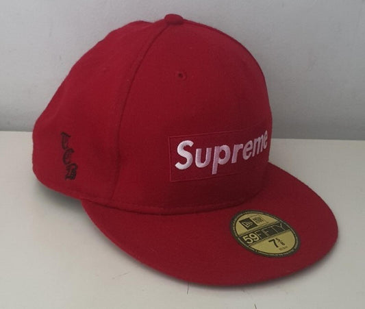FW11 Supreme Loro Piana Box Logo New Era Red Wool size 7 5/8