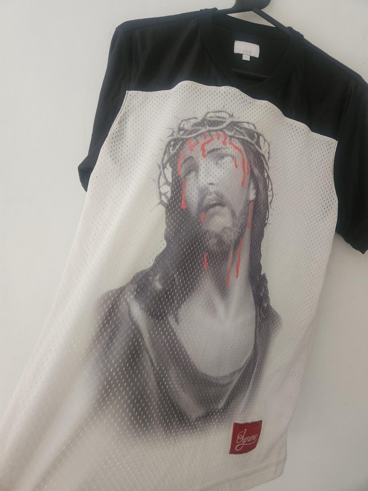 SS13 Supreme Jesus Football Top Trikot Vintage T-Shirt Schwarz Oberteil S Small