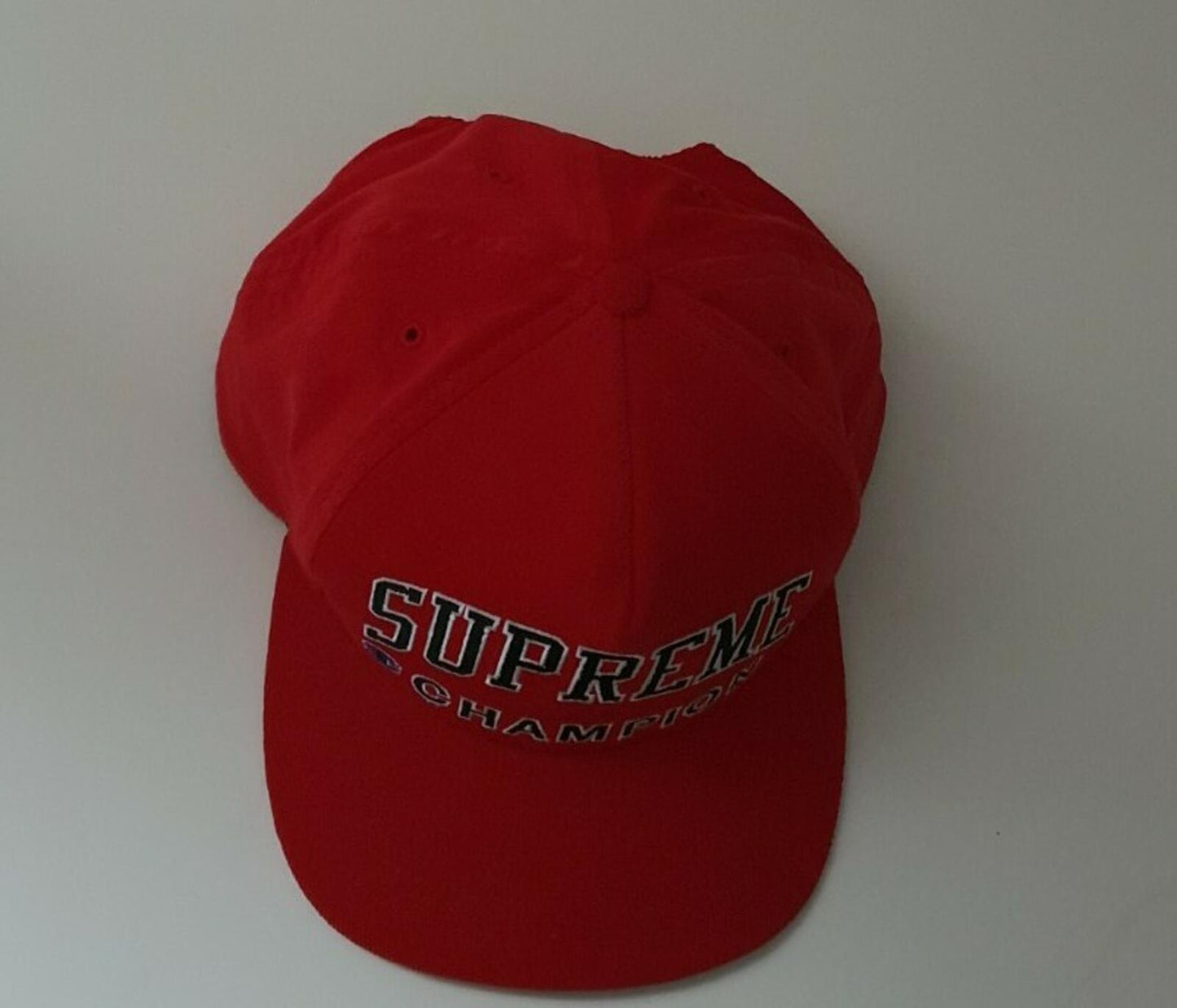 SS17 Supreme x Champion Embroidered Logo red 5-panel hat cap