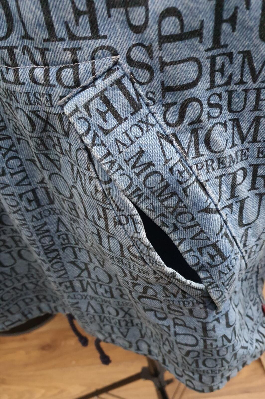 FW15 Supreme F UCK EM ALL Denim Hooded Pullover Blue Size S