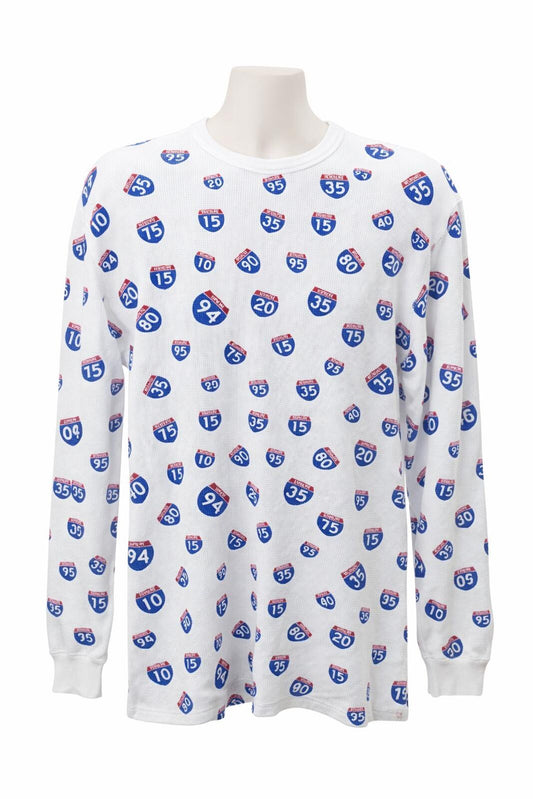FW20 Supreme Interstate Waffle Thermal Crewneck Blanco Talla L