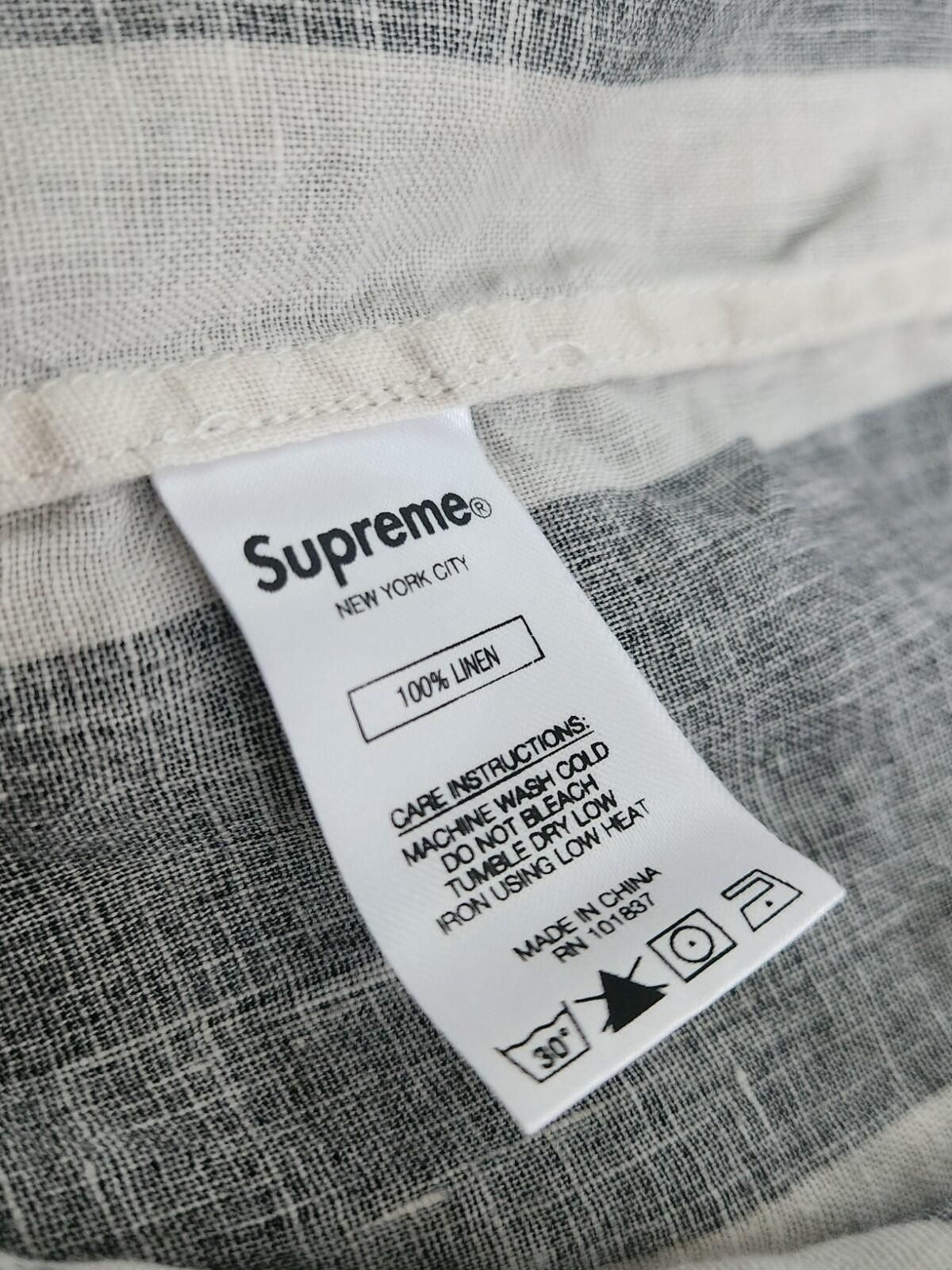 SS18 Supreme Wide Stripe Linen Shirt Black White Size M