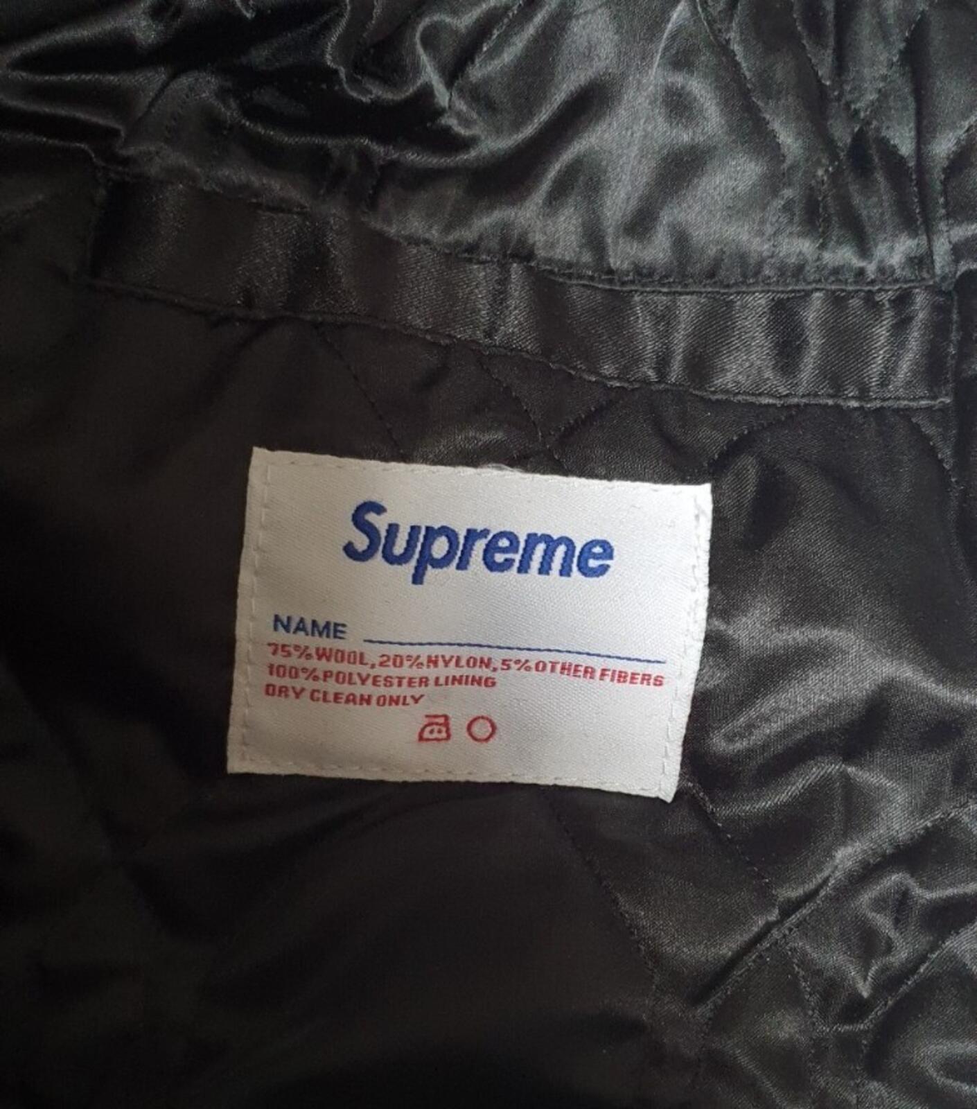FW05 Supreme Empire State Wool Varsity Jacket Black Size L