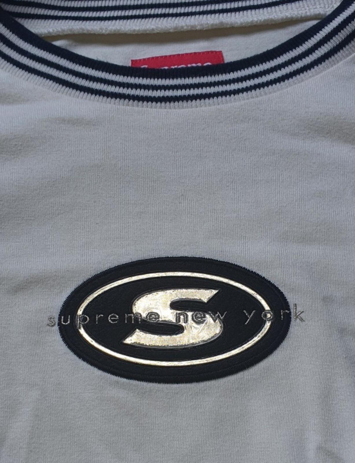 FW18 Supreme Striped Rib Logo L/S Top natural jumper M medium reflective logo