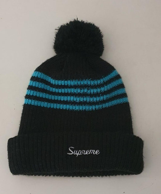 FW13 Supreme 4-Streifen Loose Gauge Beanie Schwarz Vintage Mütze 2013