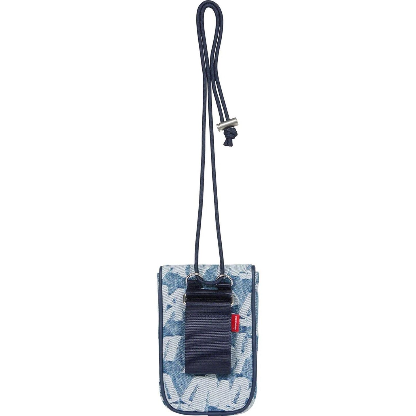 SS22 Supreme Fat Tip Jacquard Denim Neck Pouch Blue Bag