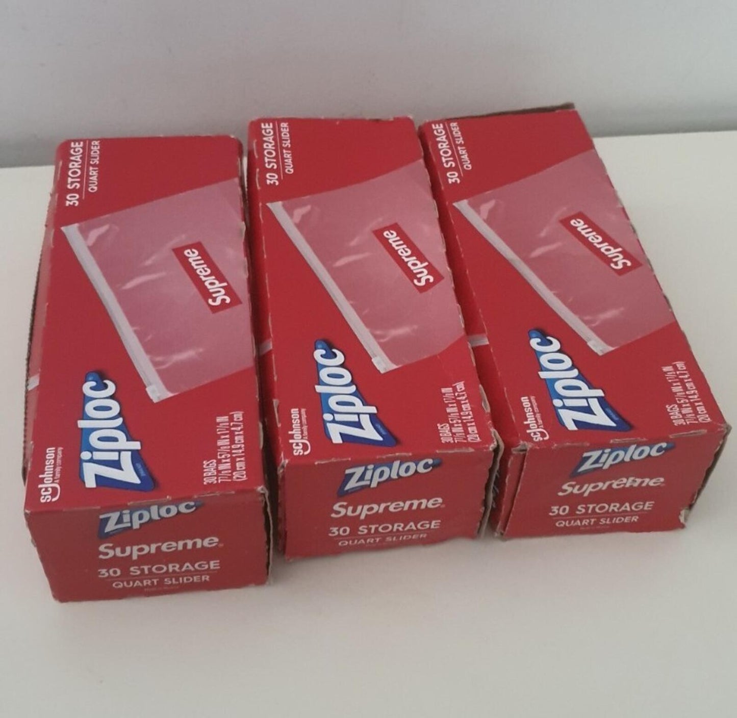 3x SS20 Supreme ZIPLOC Beutel (3x Boxen à 30 Stück) klare kleine Box Logo Aufbewahrungsbeutel