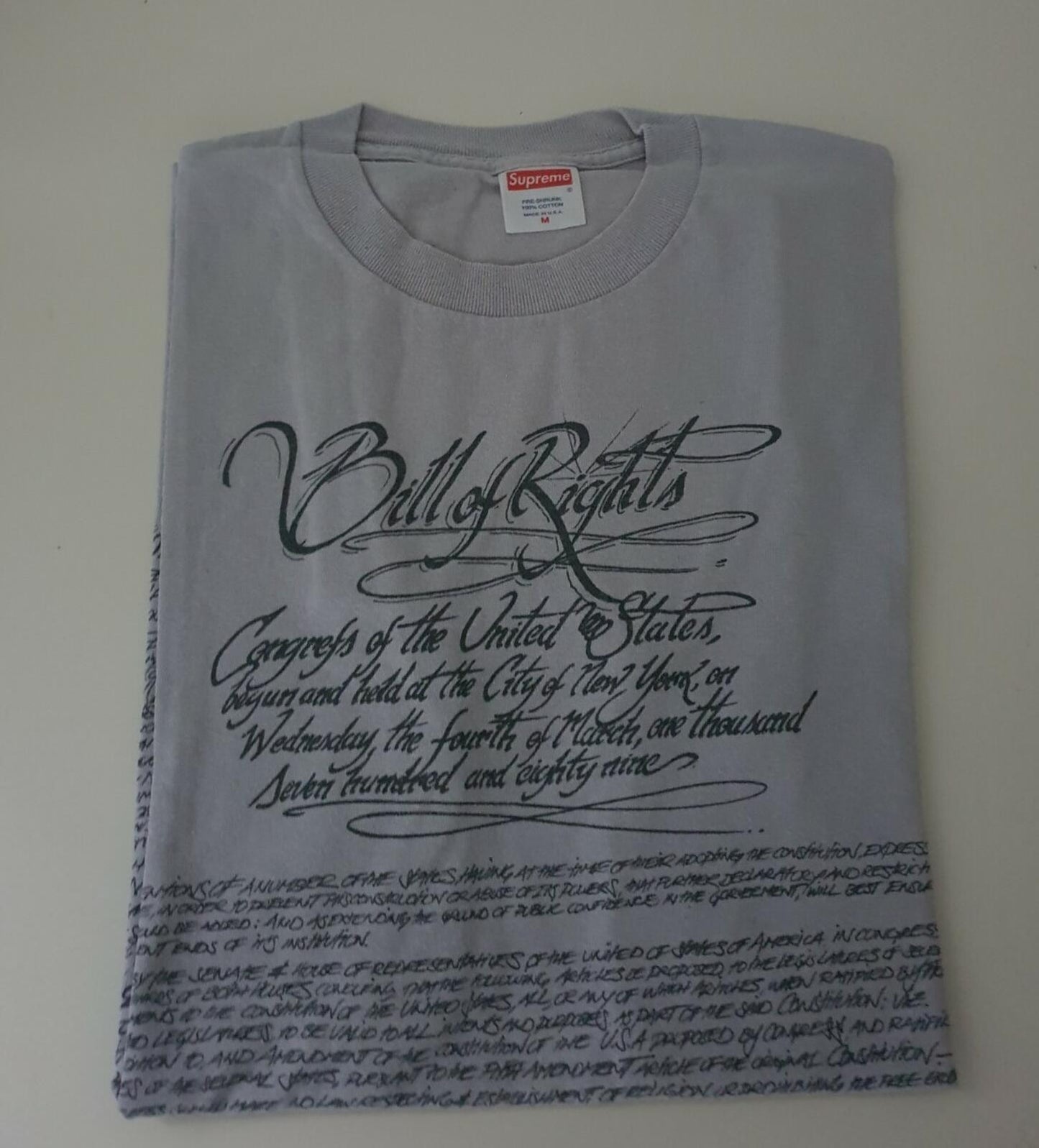 SS03 Supreme Bill of Rights Tee clay medium M t-shirt