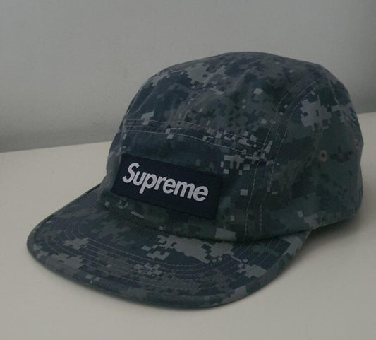 FW17 Supreme NYCO Twill camp cap Navy Digi Camo Hat box logo