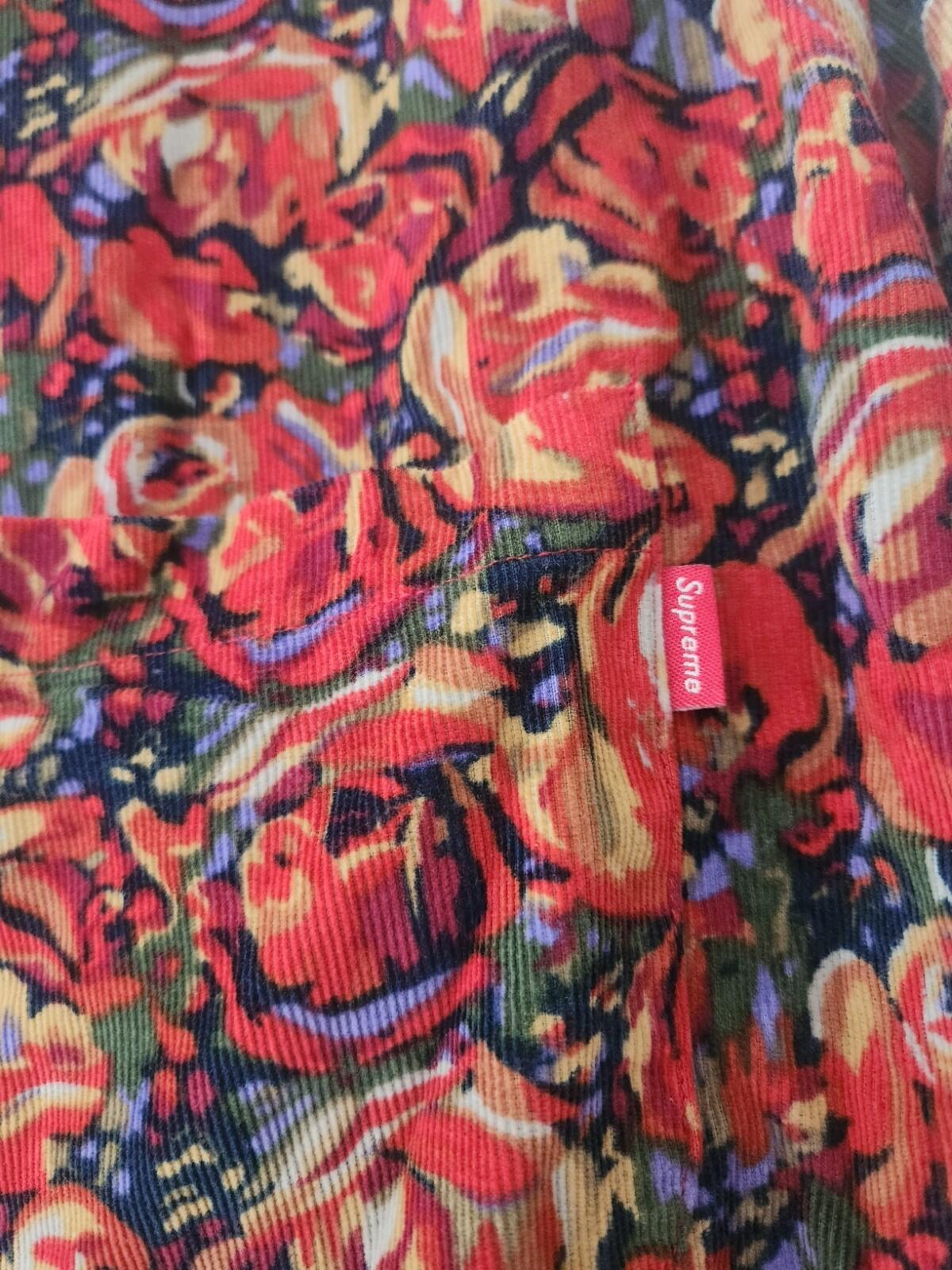 FW18 Supreme Roses Corduroy Shirt Size L Large Button Up Long Sleeve Floral
