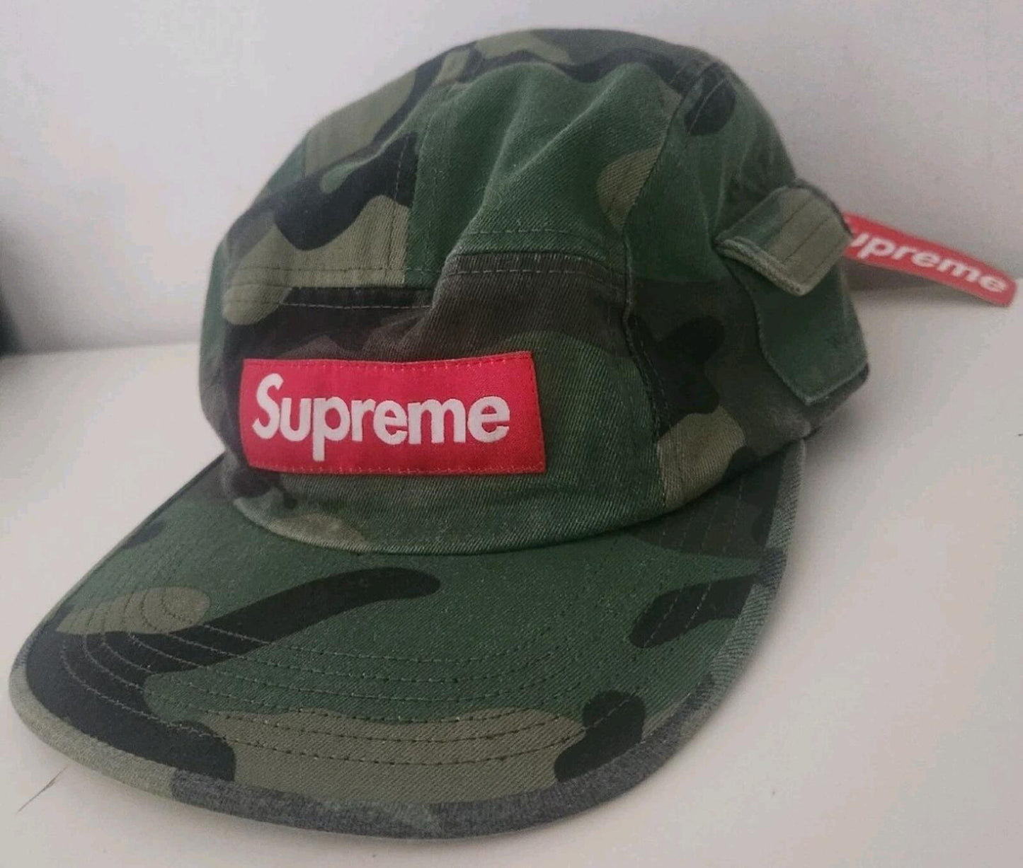 FW16 Supreme Side Pocket Camp Cap Camo Woodland