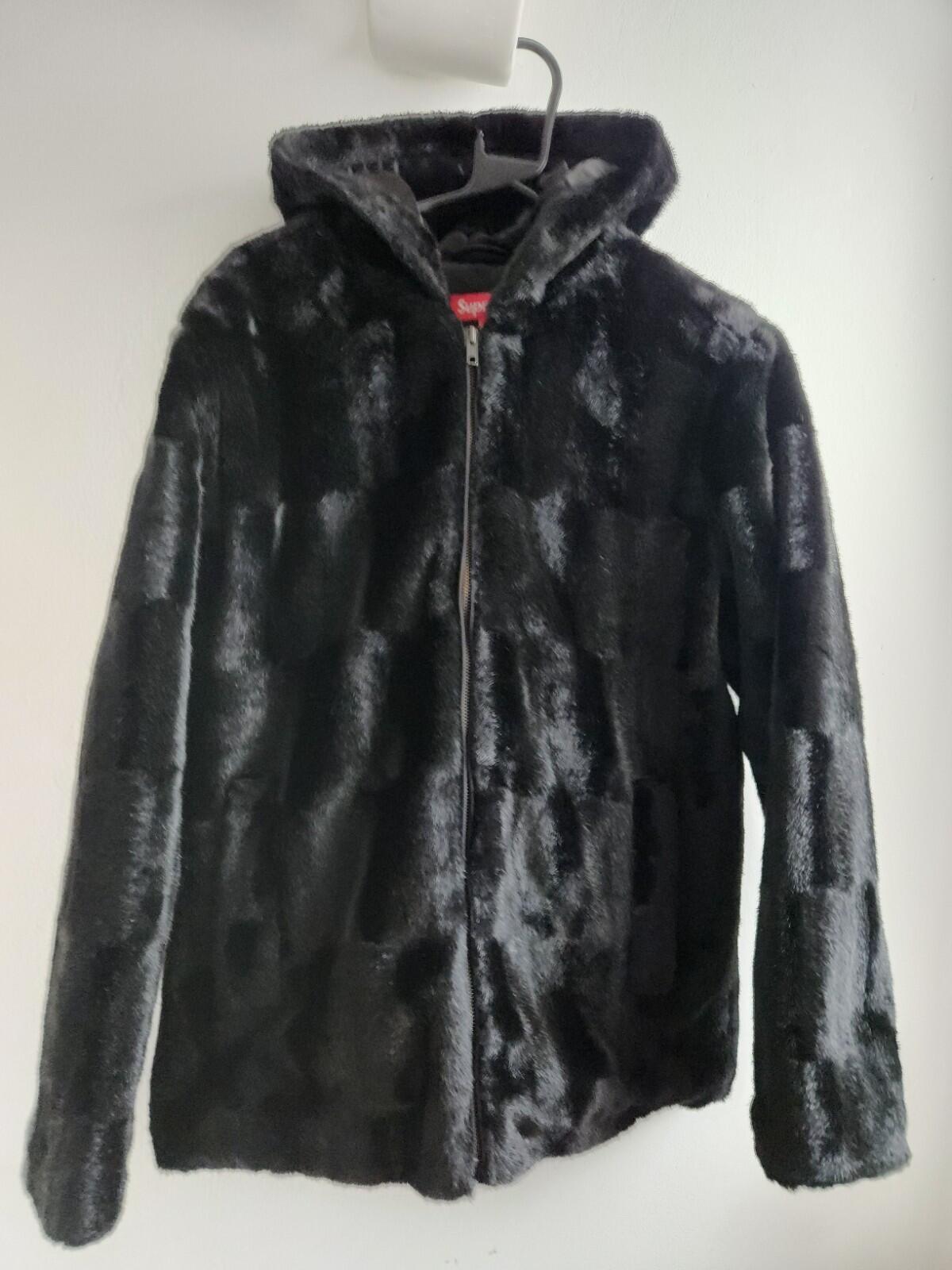 FW15 Supreme Faux Fur Jacket Black Black Vintage 2015 Coat Size M Medium