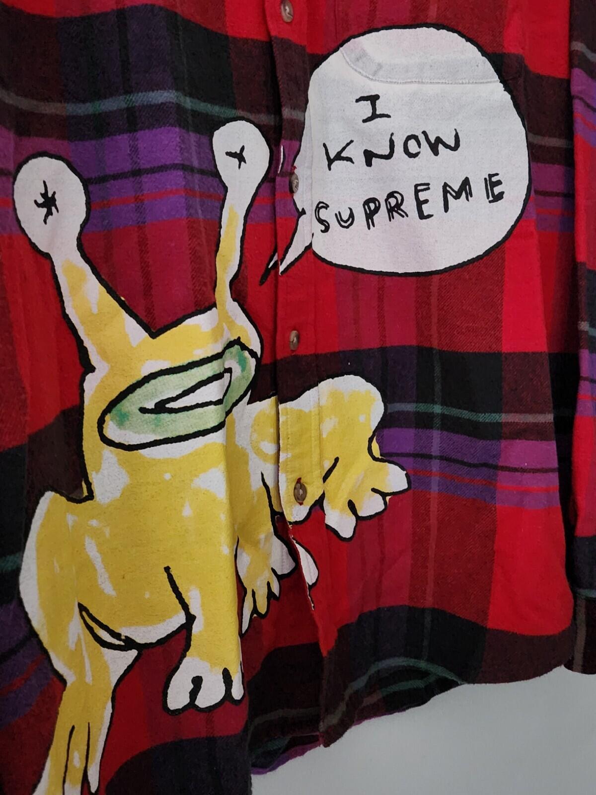 SS20 Supreme x Daniel Johnston plaid shirt red M Medium I KNOW SUPREME flannel