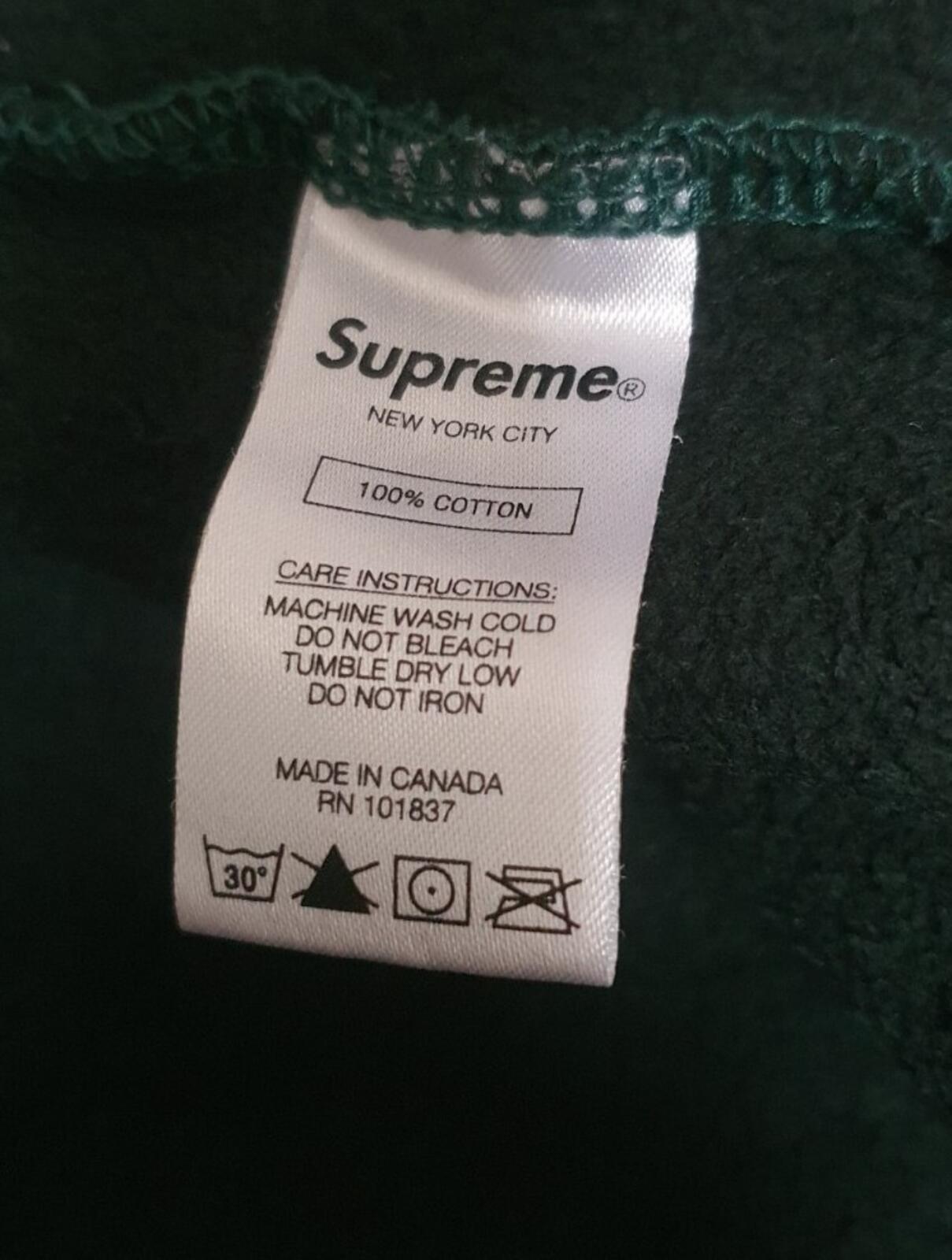FW19 Supreme Text Stripe Zip Up hooded sweatshirt L Large DYED Hoodie