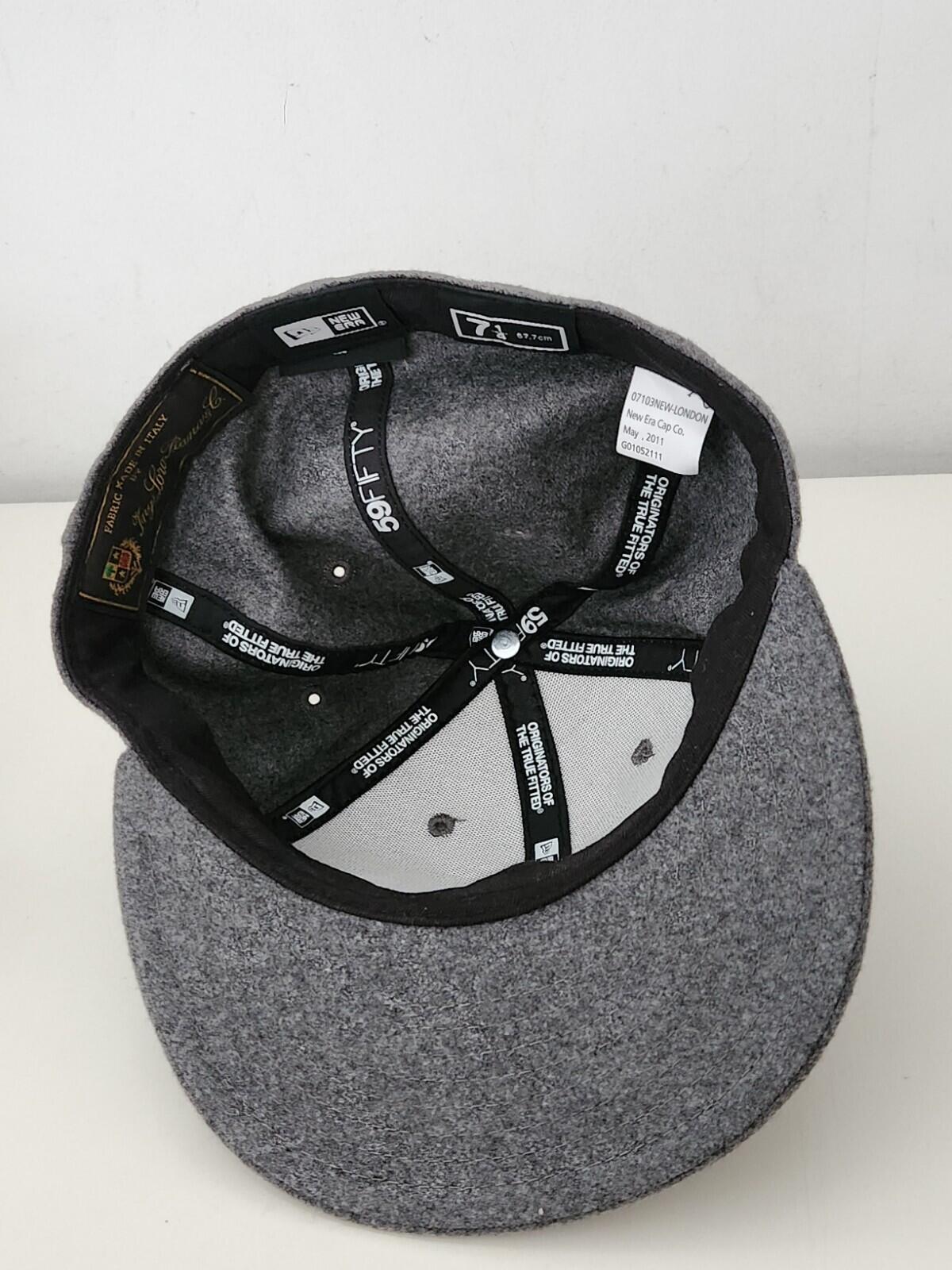 FW11 Supreme Loro Piana Box Logo New Era Grey Wool Cashmere hat 7 1/4 Vintage