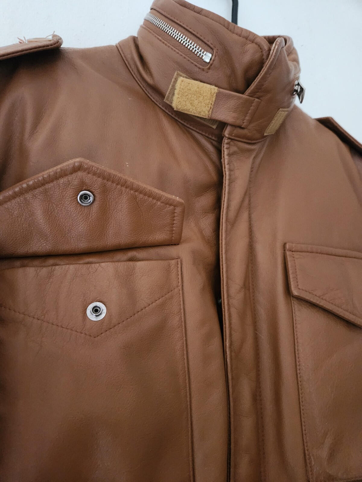 A BATHING APE Leather 90's M-65 jacket Brown Vintage Bape Cowhide Size L Large