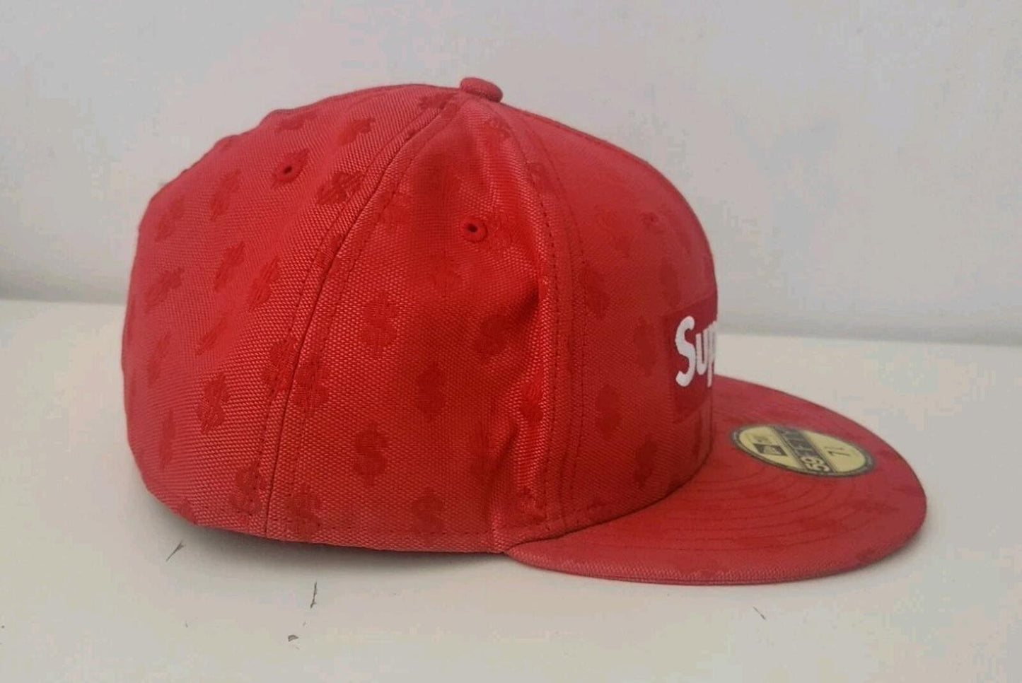 SS18 Supreme Monogram Box Logo New Era 7 3/4 Red cap baseball hat snapback $