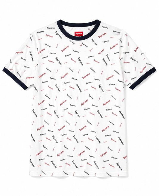 FW18 Supreme Scatter Ringer Tee Blanca Talla XL