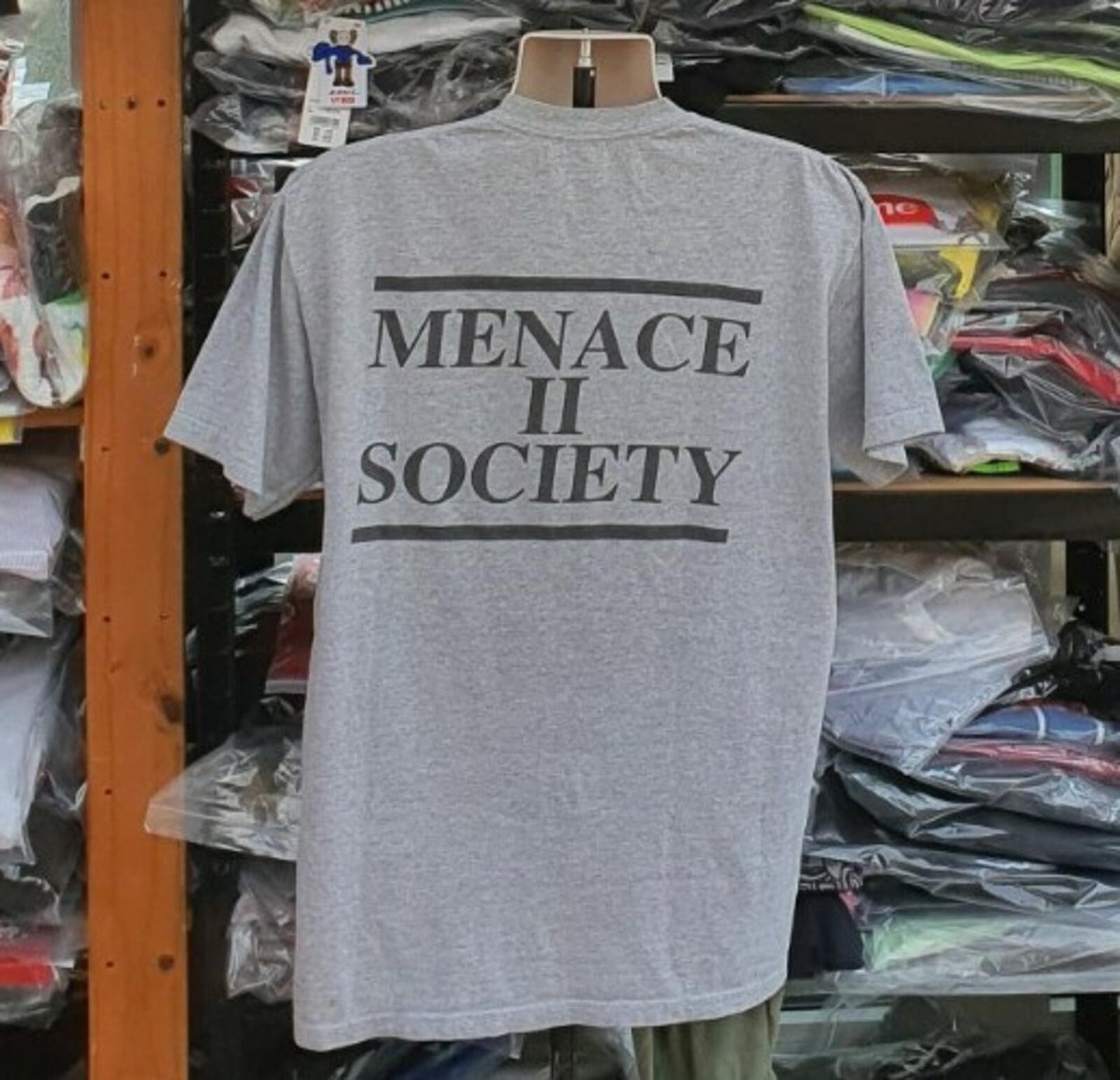 2003 Supreme Land of Opportunity / Menace II Society Tee Heather Grey Size L