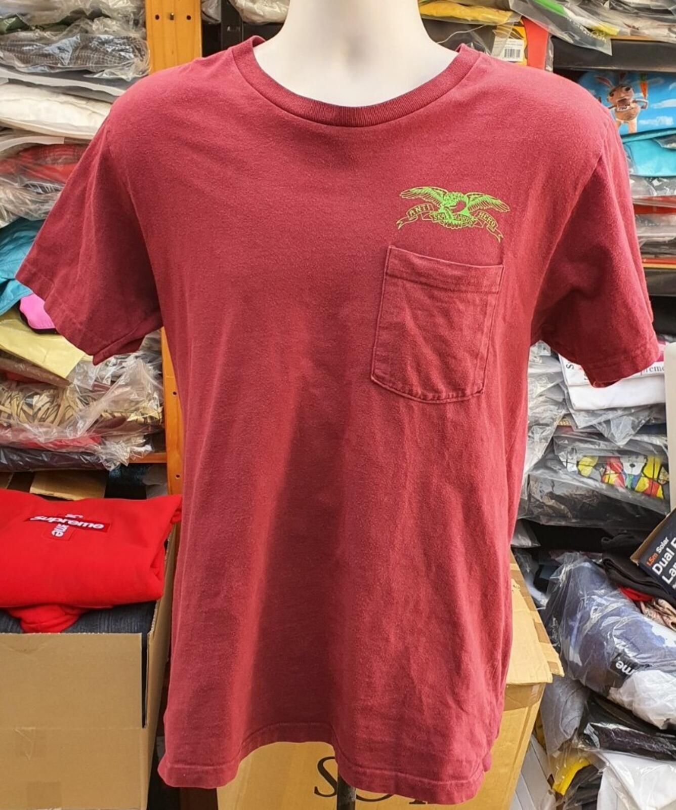 SS16 Supreme x Anti Hero Eagle Pocket Tee Burgundy Size M
