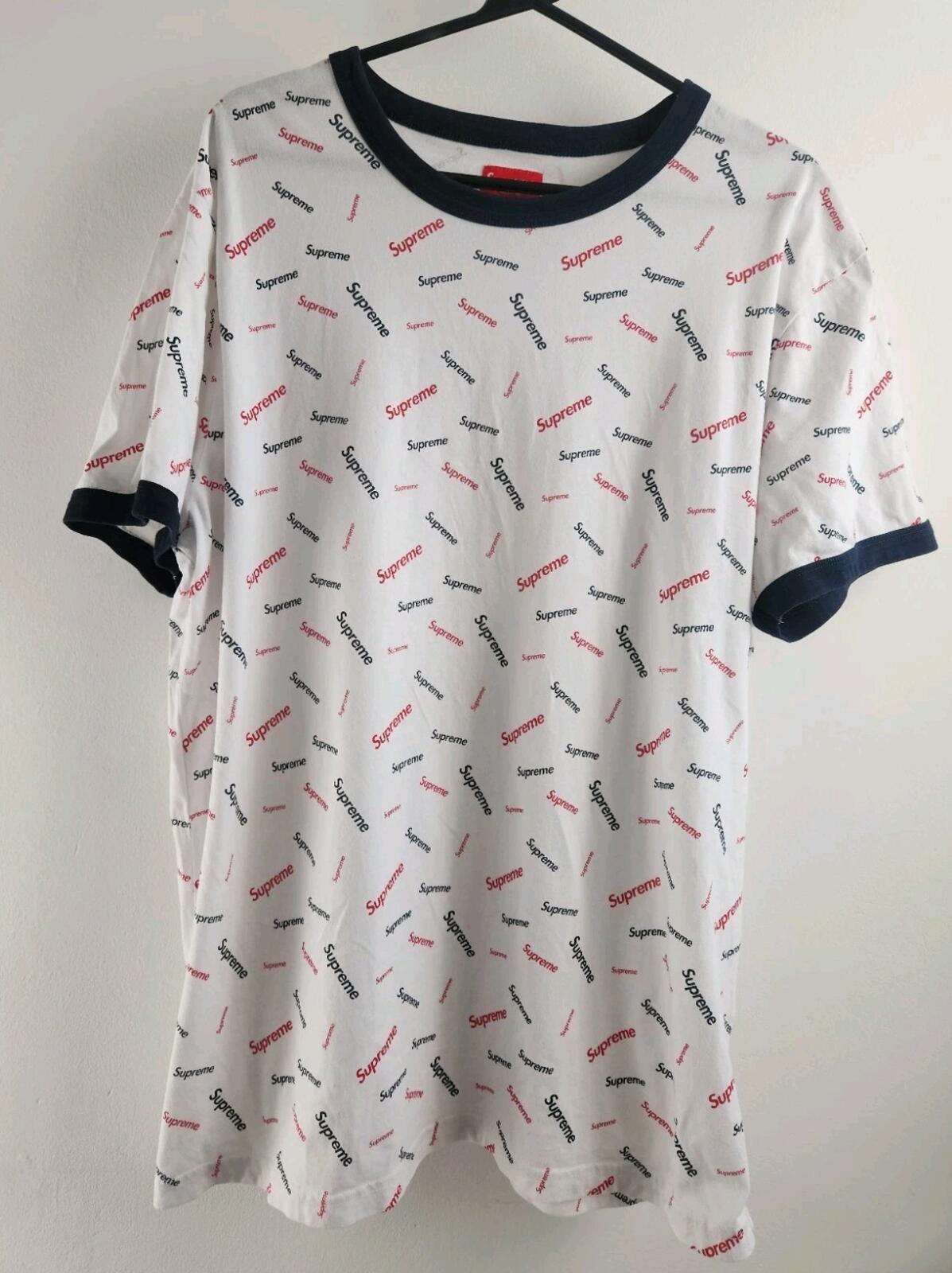 FW18 Supreme Scatter Ringer Tee Blanca Talla XL