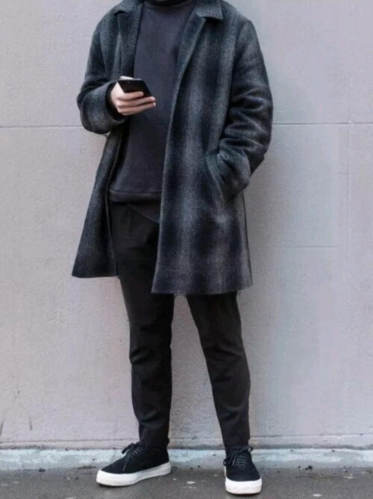 FW16 Supreme Shadow Plaid Woolrich Wool Overcoat Charcoal L Large Coat