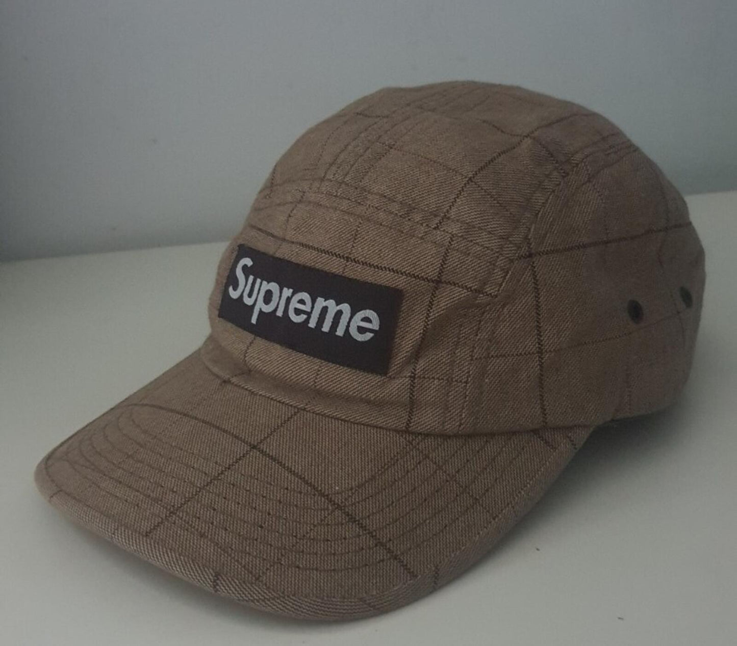 2002 Supreme Tweed Camp Cap Mütze Vintage Sehr selten Braun Beige