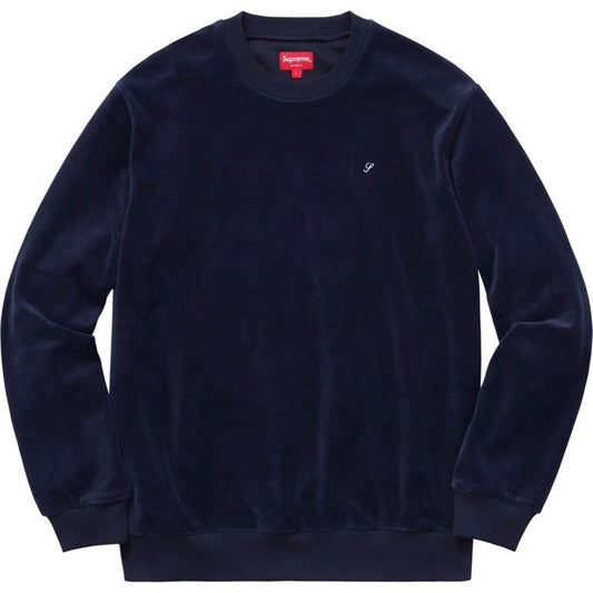Sudadera cuello redondo de terciopelo Supreme FW16 Negra Talla M