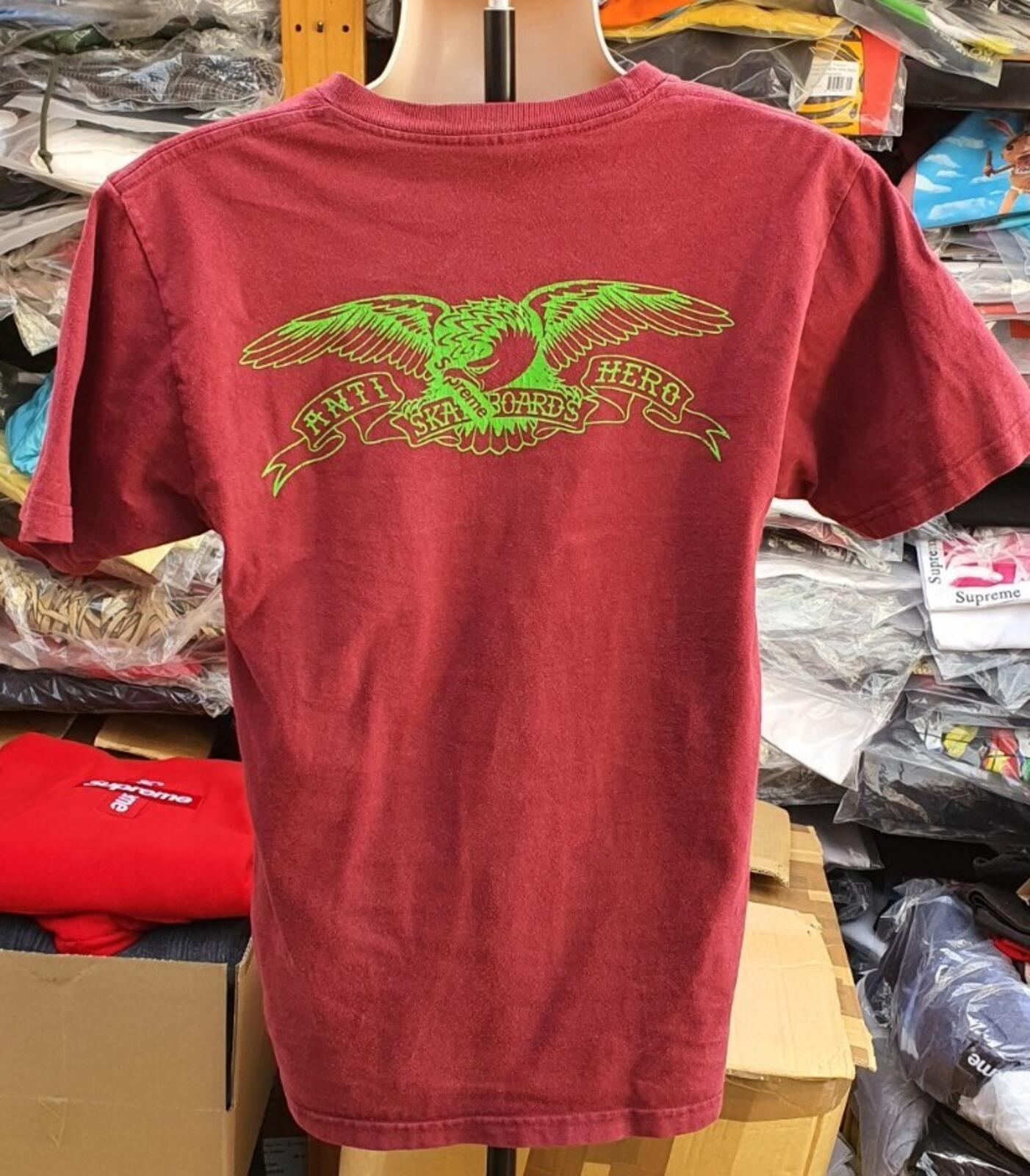 SS16 Supreme x Anti Hero Eagle Pocket Tee Burgundy Size M