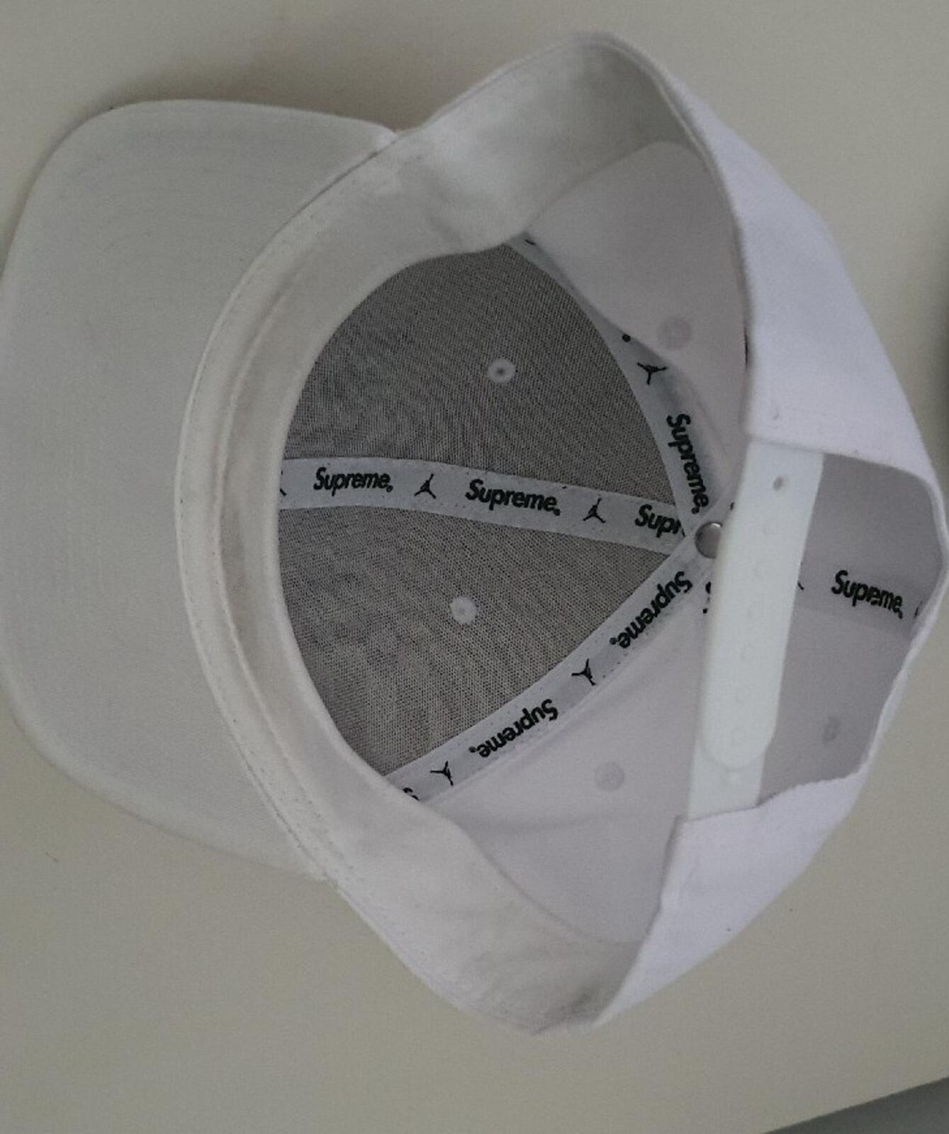 FW15 Supreme x Jordan White 6-Panel cap Jumpman hat Rare