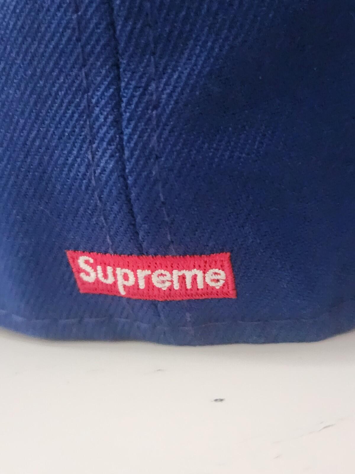 SS15 Supreme Kanji Logo New Era Size 7 3/8 Blue Wool Cap Vintage hat 2015