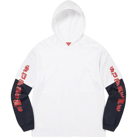 FW22 Supreme Layered Hooded L/S Top Sudadera Blanca Talla L