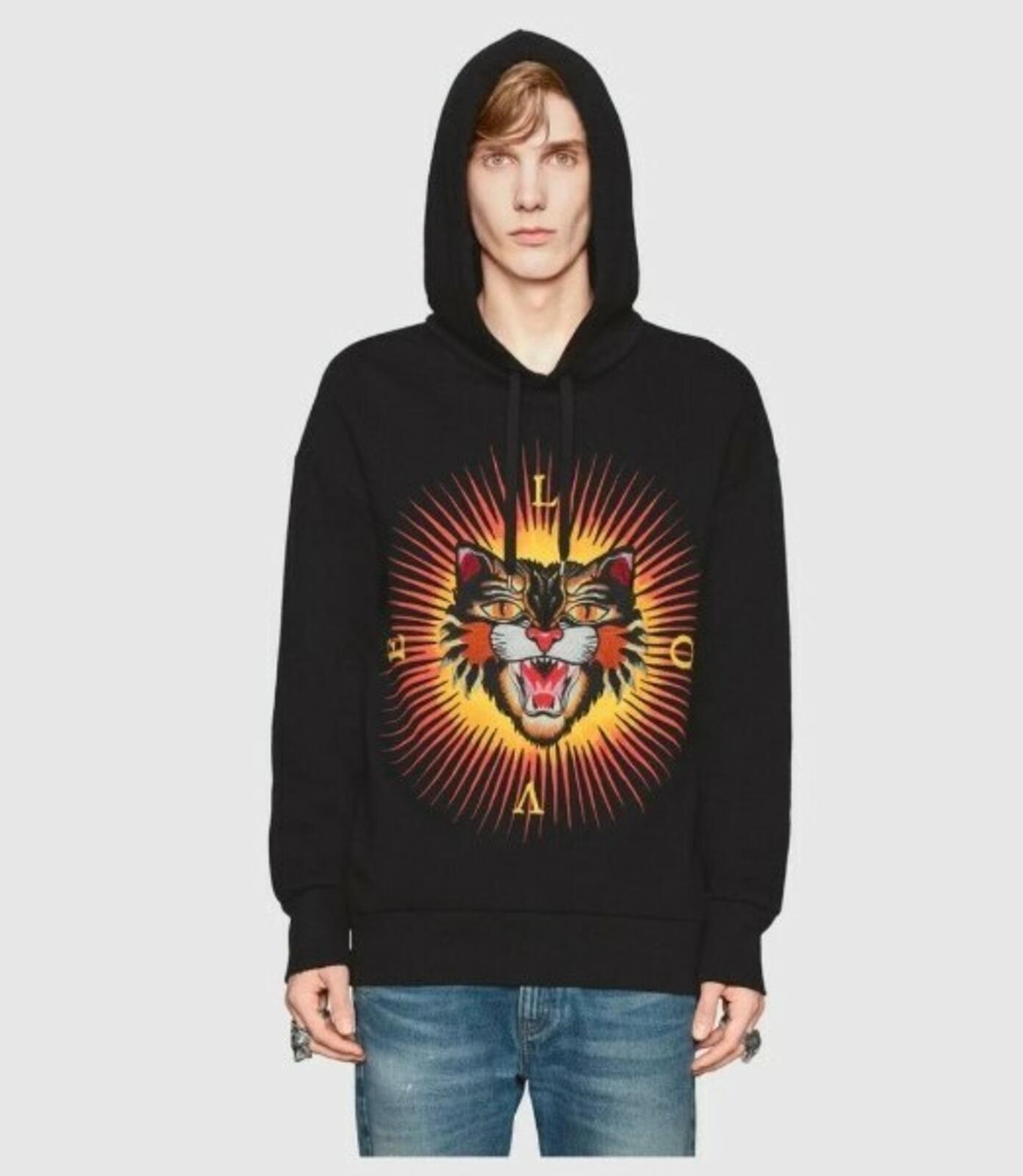 GUCCI Angry Cat Applique Oversized Distressed Hoodie £1440