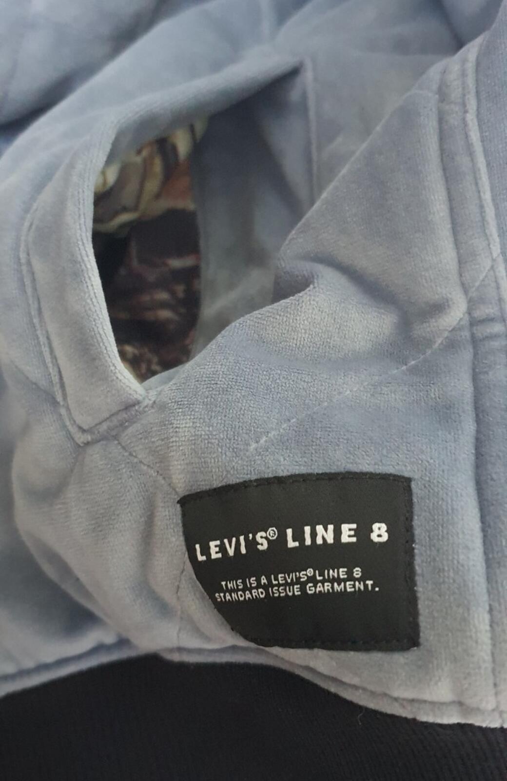 LEVI'S Line 8 Quilted Velvet Bomber Jacket Kano Blue Size S Small RRP £85