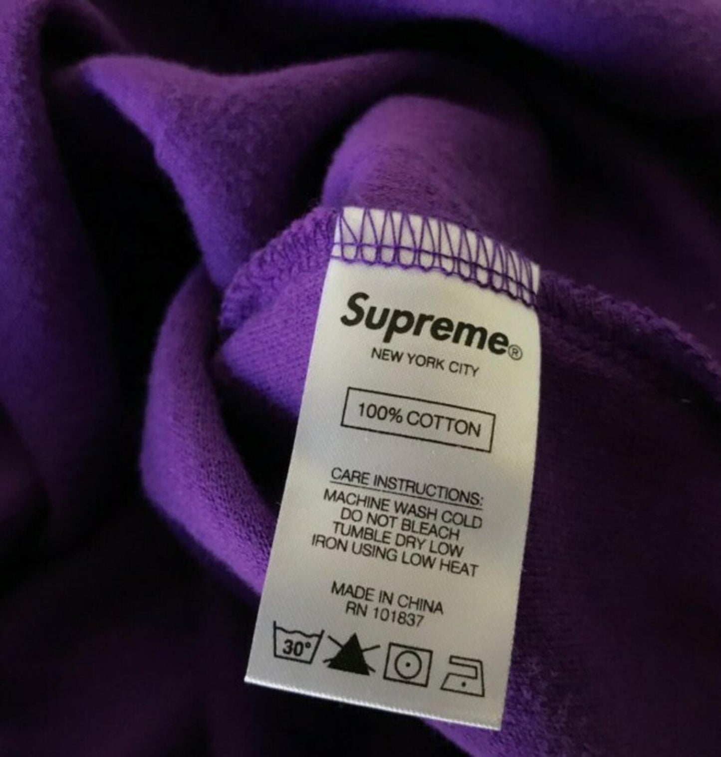 SS19 Supreme Stripe Rib Waffle Top Purple Tee Size M