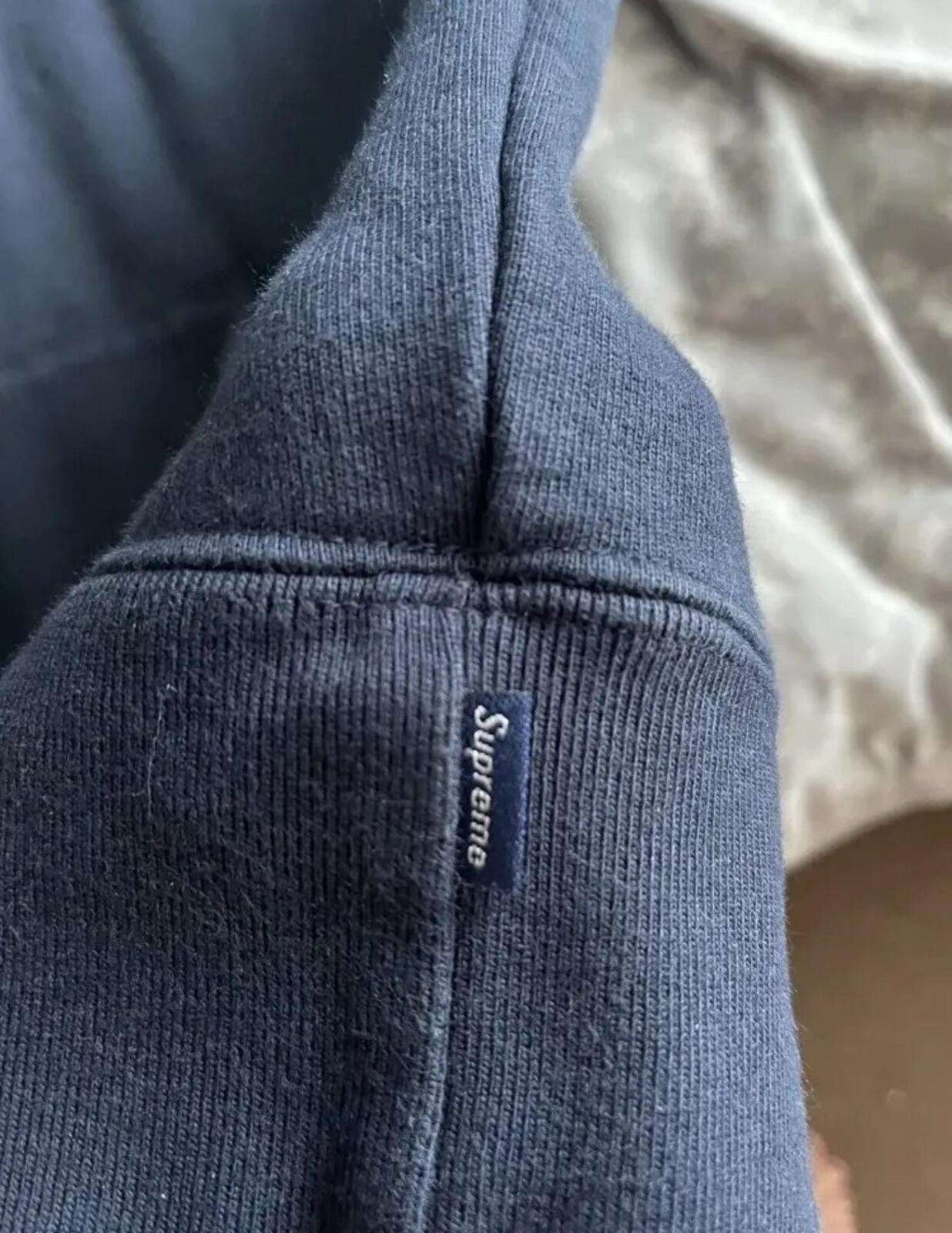 FW18 Supreme Paneled Hooded Sweatshirt Navy Size M